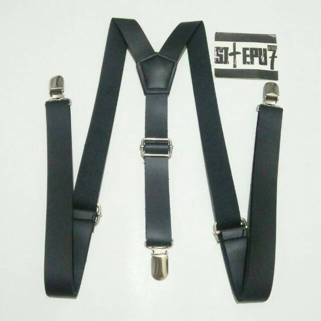 Suspender hitam kulit sintetis