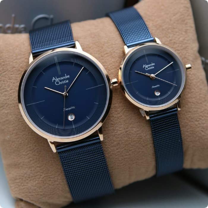 JAM TANGAN COUPLE NAVY BIRU ALEXANDRE CHRISTIE AC 8627 PRIA | WANITA | COUPLE ORIGINAL BERGARANSI
