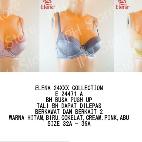 Bra / BH Elena 24471A (Busa Tipis, Pakai Kawat, Kait 2, Cup A)