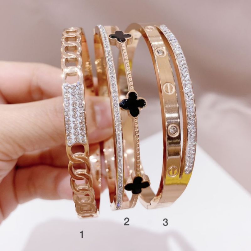 Gelang Titanium asli Rosegold Premium Anti karat anti alergi Bracelet Stainless Steel T285