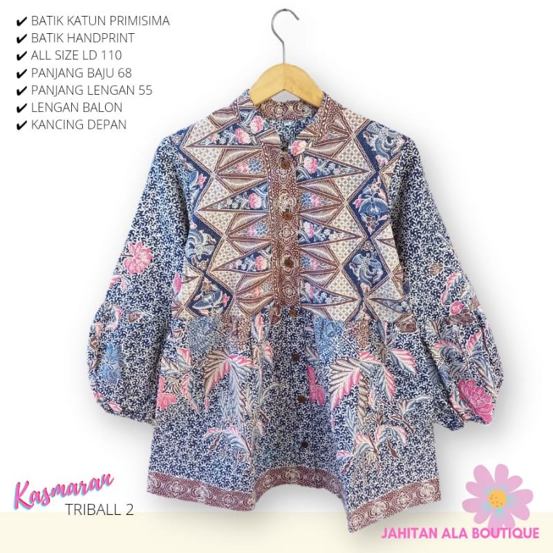 Blus kasmaran tribal batik solo atasan kerja batik wanita kerja