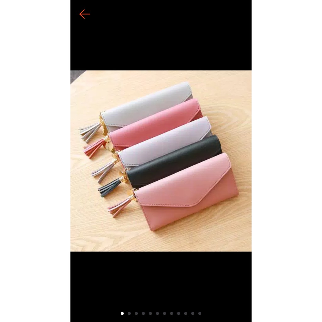 DOMPET WANITA Panjang / Dompet Wanita Korea Basic Lipat RUMBAI