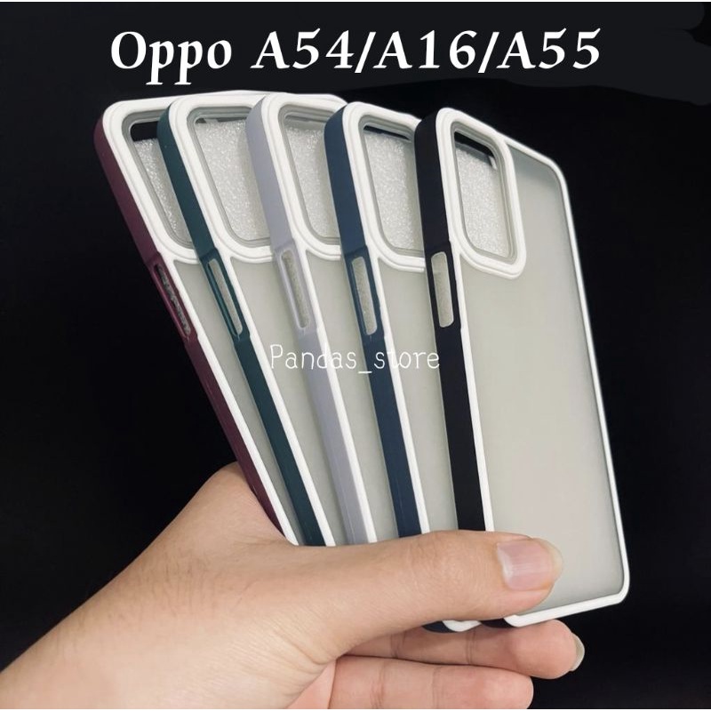 Pro Hybird Oppo A16, A54, A55 4G Softcase Halus dan Elegan / Pinggiran Garis Putih Keren (Pandas)