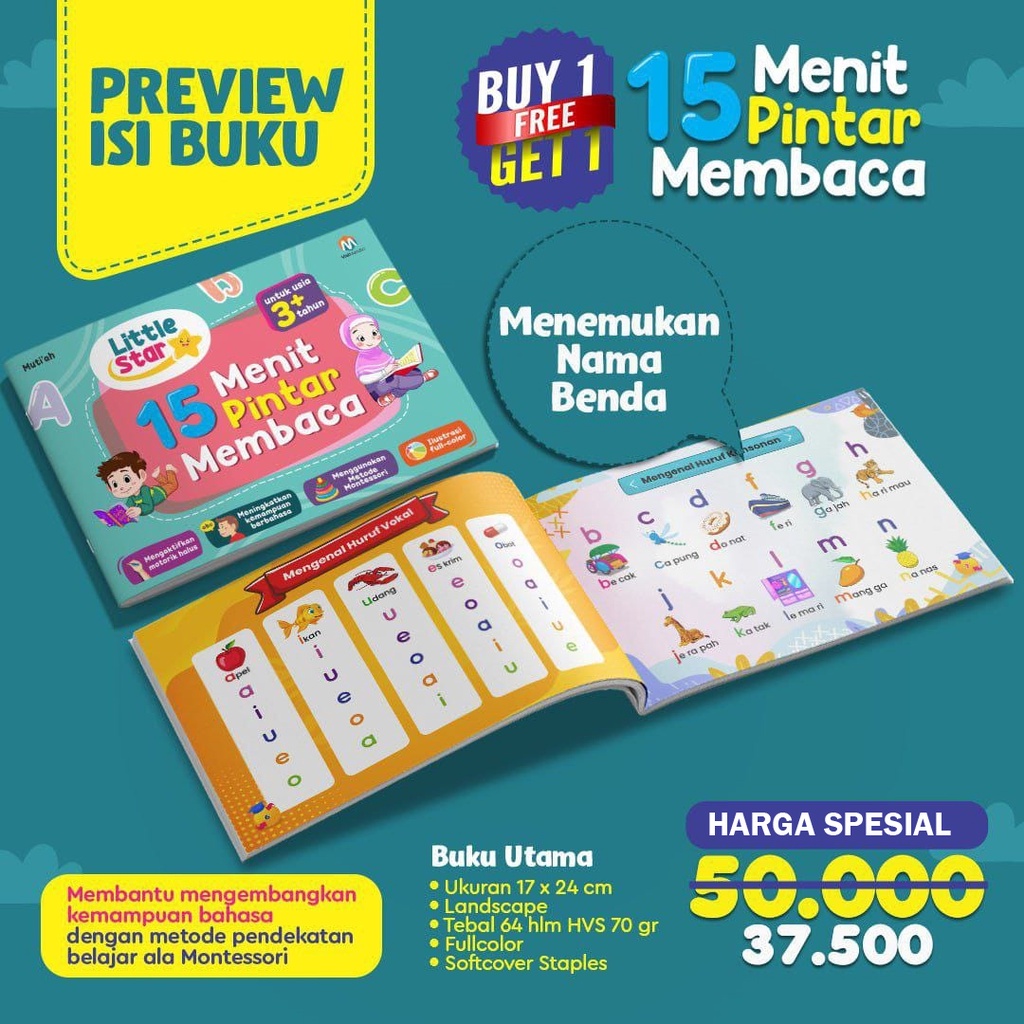 Hot Sale!!! Little Star 15 menit Pintar Membaca (2 Buku) Ziyad