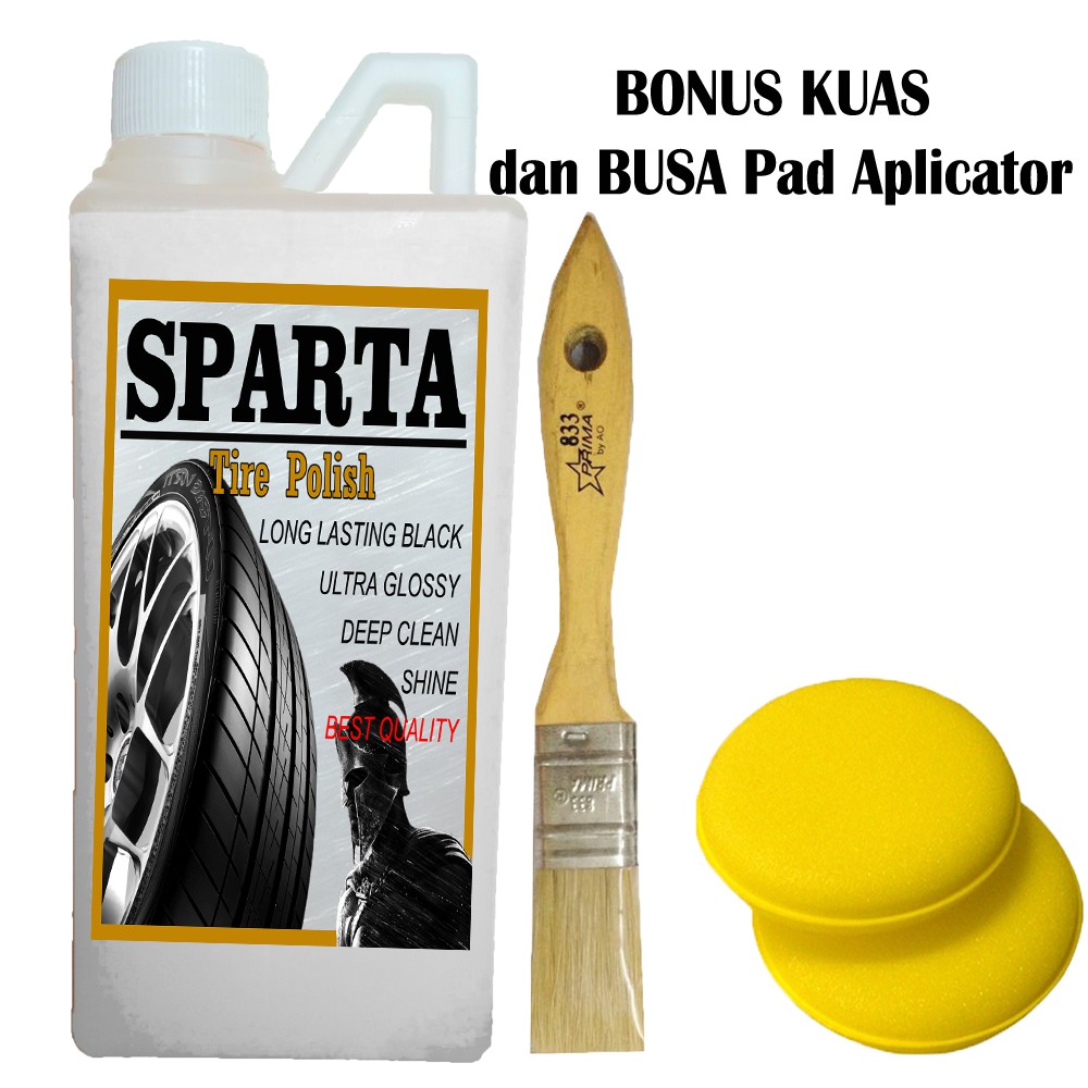 SPARTA Semir Ban 1 liter BOTOL PUTIH  / Pengkilap Ban / Penghitam Ban Mobil Motor + Double BONUS