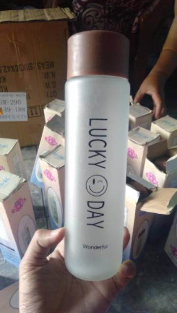 GROSIR lusinan Botol Kaca lucky day unik murah trendy untuk segala kebutuhan-3