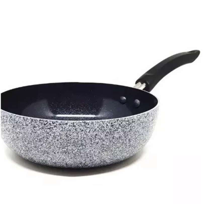 Maxim Neostone Deep Wok Marble Ceramic Wajan Penggorengan Anti Lengket 24 Cm