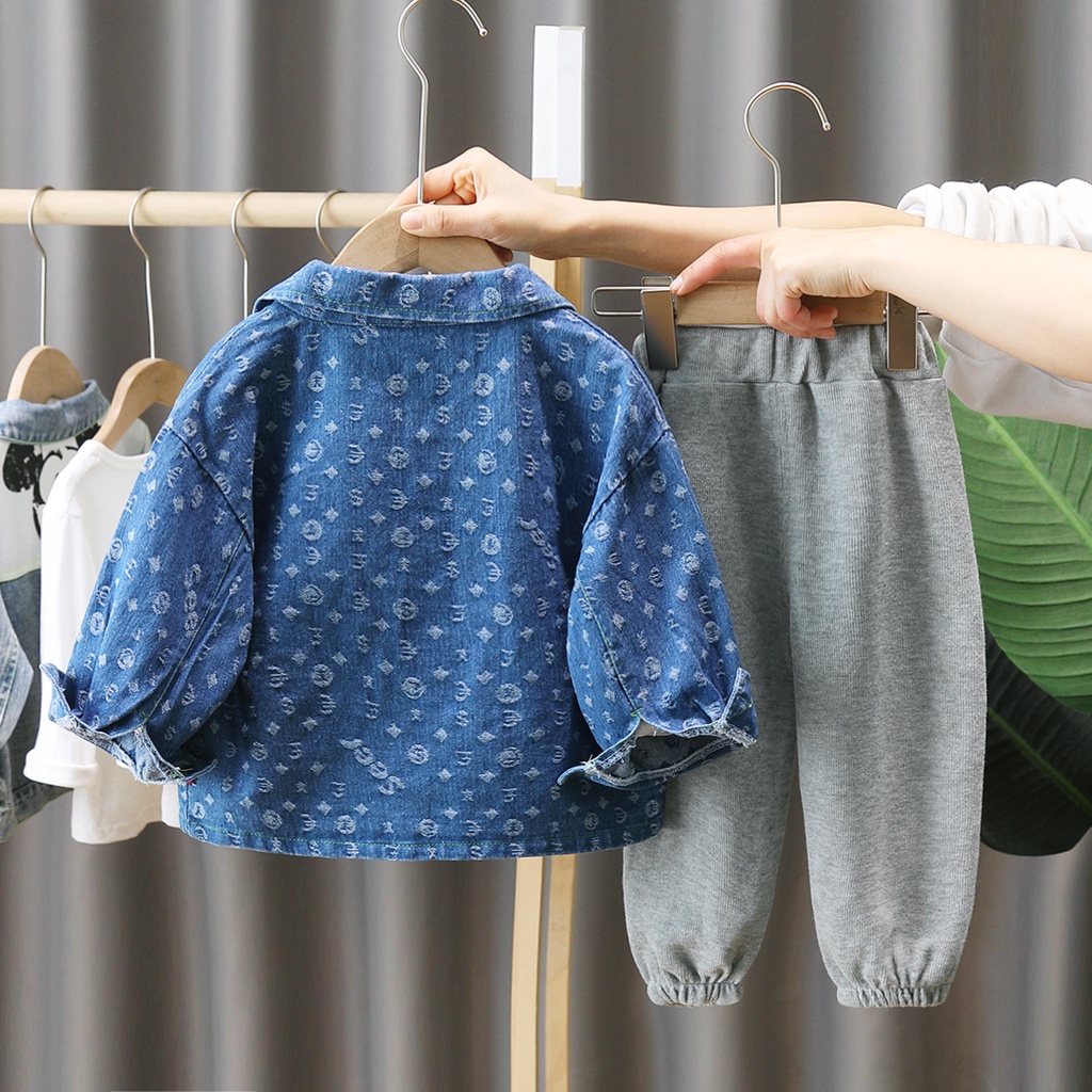 COD setelan anak laki laki import 3pcs jaket denim baju celana panjang anak laki laki baju fashion import fashion anak korea setelan anak laki laki impor Kidzy co-3