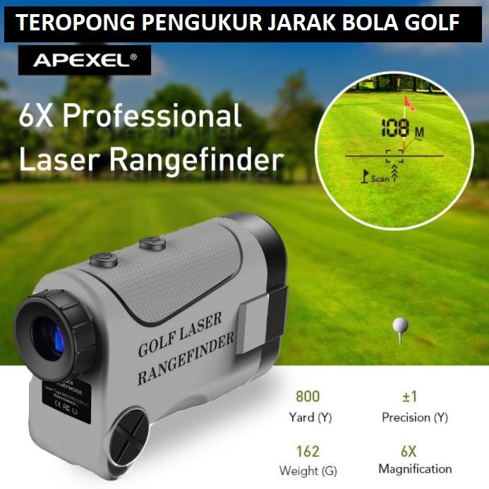 Teropong Golf Jarak Laser Rangefinder 1200M 6X - APL-LRM1200GY / Pengukur Jarak Bola Golf