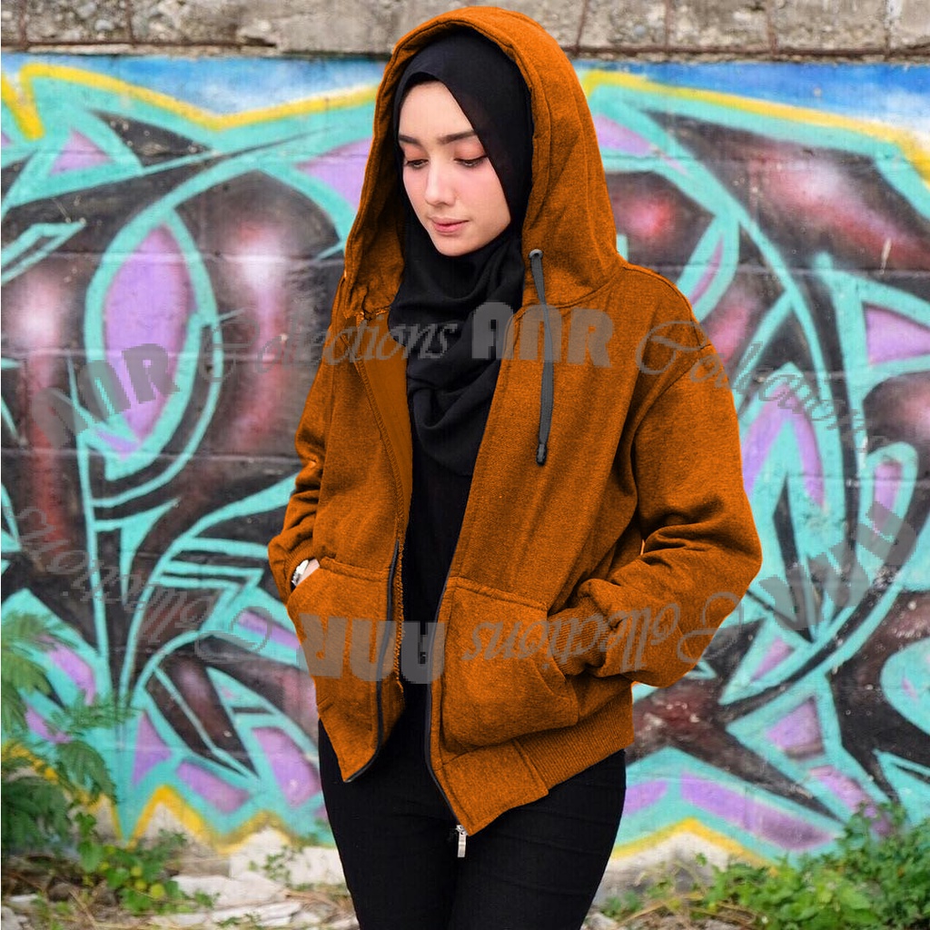 Sweater Hoodie Zipper Polos Wanita Murah Berkualitas Promo - Hitam / Misty / Navy / Maroon