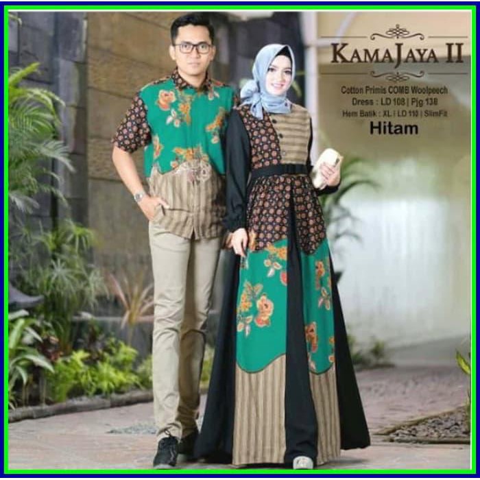 Sangat Murah Batik Couple Baju Pesta Sarimbit Gamis Kebaya Couple Muslim Kamajaya - Abu-Abu Muda
