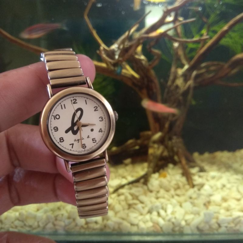 Jam tangan wanita Agnes B Quartz watch V701 6220 Japan R