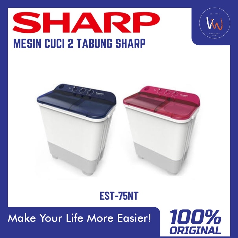 Mesin Cuci 2 Tabung Sharp EST-75NT Kapasitas 7Kg / FREE ONGKIR CIKAMPEK, KARAWANG KOTA, PURWAKARTA K