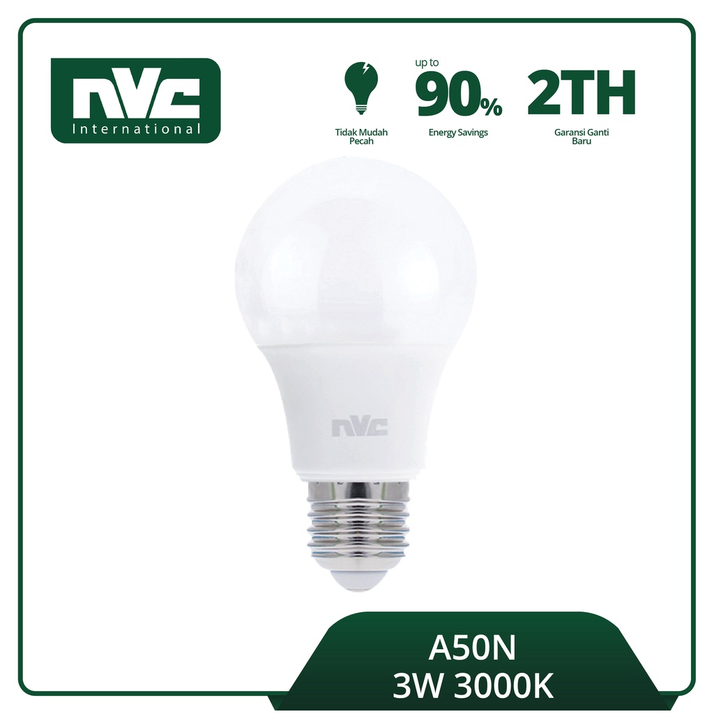 Lampu NVC Bohlam LED A50N 3W Series (Putih/Kuning)