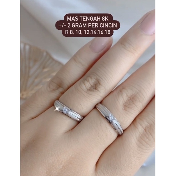 Cincin Nikah Putih simple emas 375