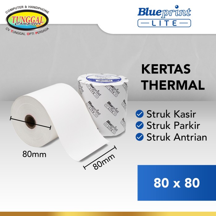 

Kertas Thermal Kertas Kasir Kertas Struk Parkir BLUEPRINT Lite 80x80mm