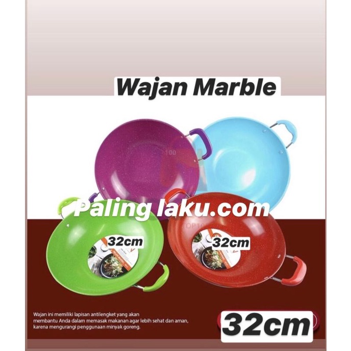 Wajan Warna 32 cm / wajan Marble/ wajan Enamel