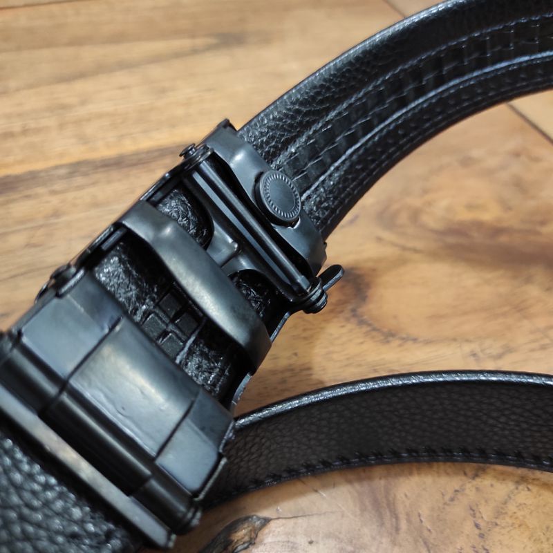 Gesper Pria Panjang 155 Cm Asli Import PL201 Ikat Pinggang Resleting Rell Sabuk Kulit PU Resleting