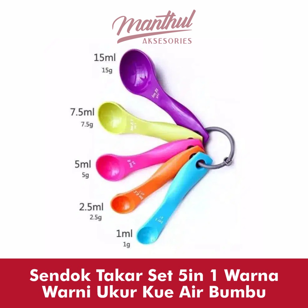 Sendok Takar Set 5in 1 Warna Warni Ukur Kue Air Bumbu