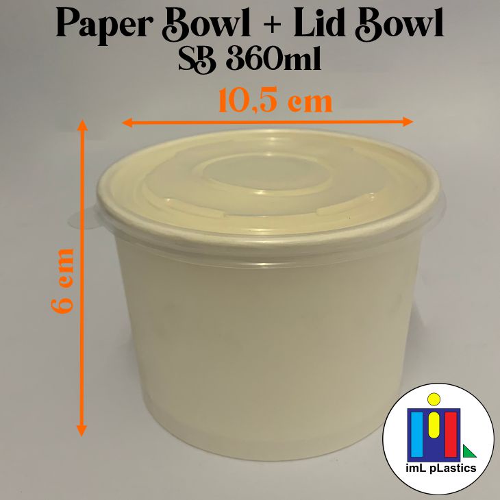 Paper Bowl SB 360ml + Lid bowl - 1 set isi 25pcs