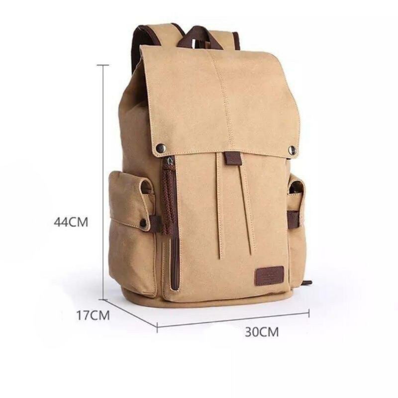 Tas Ransel Canvas Pria Backpack Laptop Up to 15 Inch - Tas Gendong Wanita Daypck