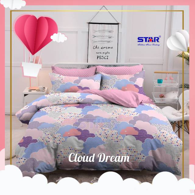 KAIN BAHAN SPREI METERAN KATUN STAR MOTIF CLOUD DREAM