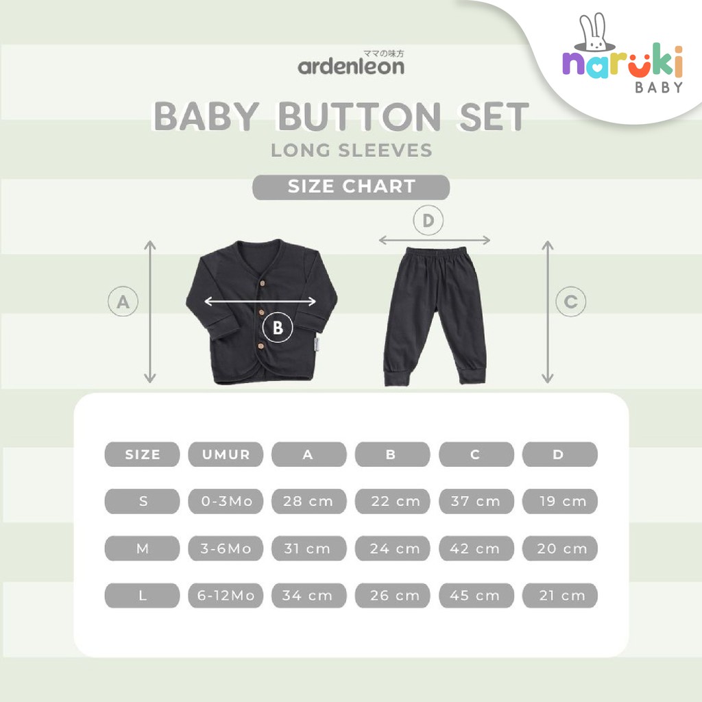 Ardenleon Long Baby Button Set Arden Leon Baju Setelan Panjang Bayi