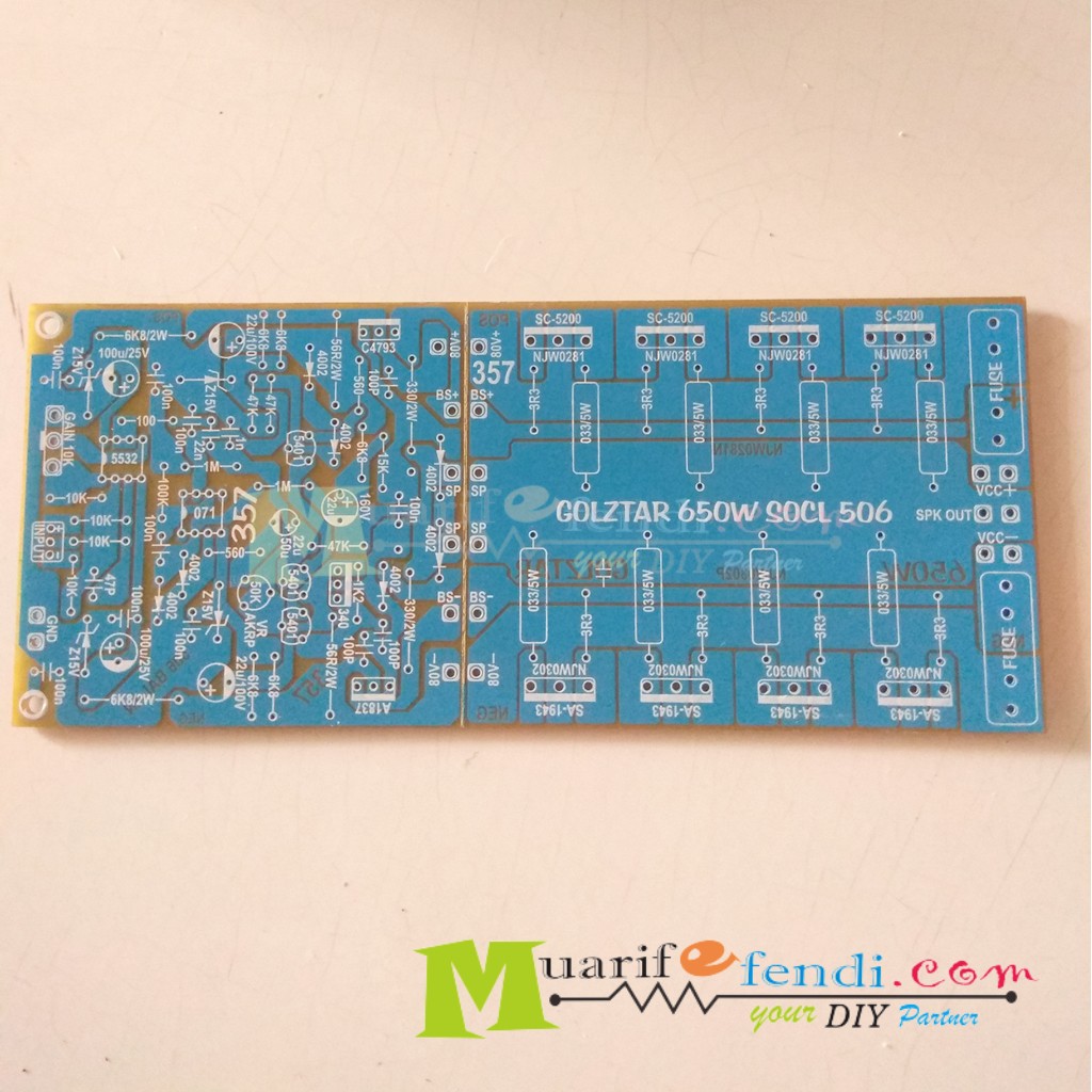 PCB Power Amplifier SOCL 506 SOCL506 2U 20CM Plus PCB untuk 4 Transistor Final 357M