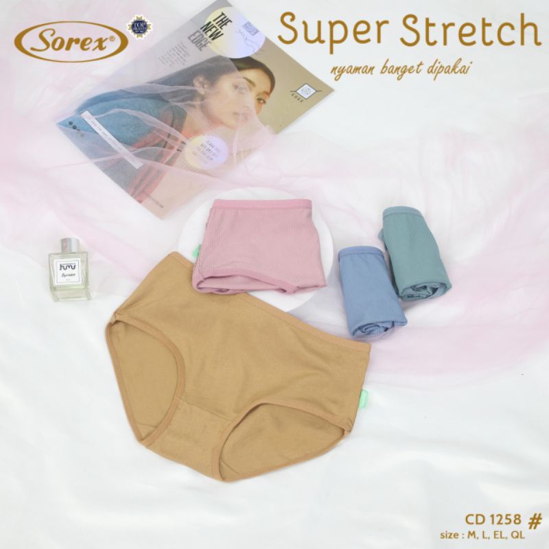 6PCS / Setengah Lusin Celana Dalam Wanita CD Sorex 1258 Midi Super Stretch