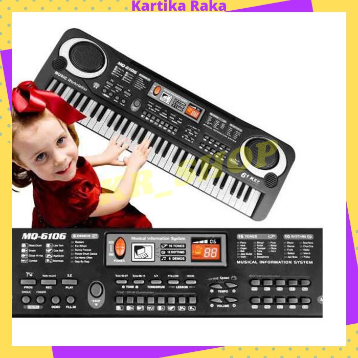 KR Mainan Anak Piano Keyboard Elektronik Digital 61 Tombol