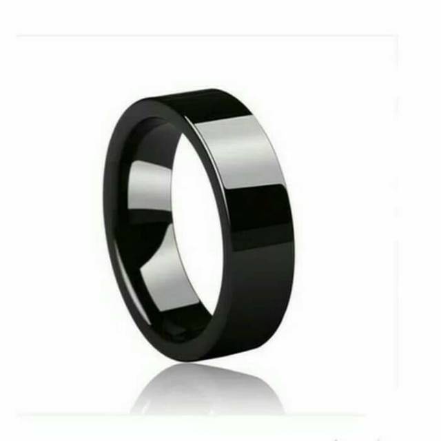 Cincin couple Titanium sisi rata Stainless steel  anti karat selamanya Hitam Fashion pria wanita