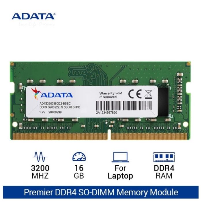 ADATA Premier DDR4 3200 U-DIMM SODIMM 8GB 16 Ram Komputer