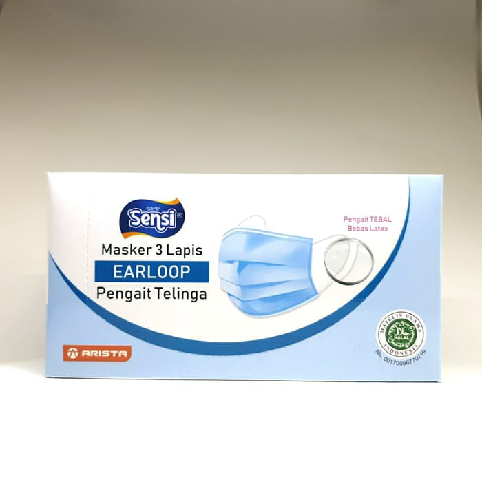 Masker Sensi Earloop 3 ply Hijau isi 40 pcs/box Original - Surgical