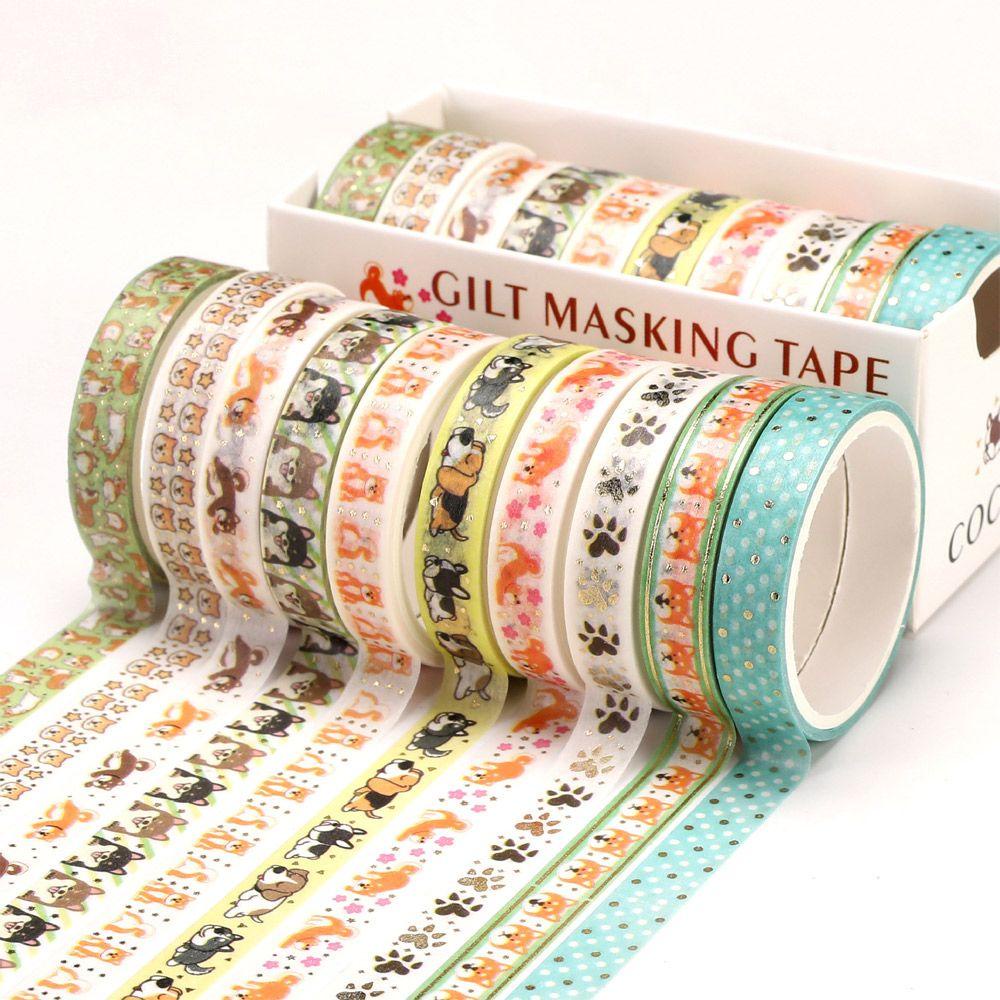 R-flower 10 Rol / Set Tape / Selotip Washi Motif Bunga / Hati Untuk Dekorasi Scrapbook DIY