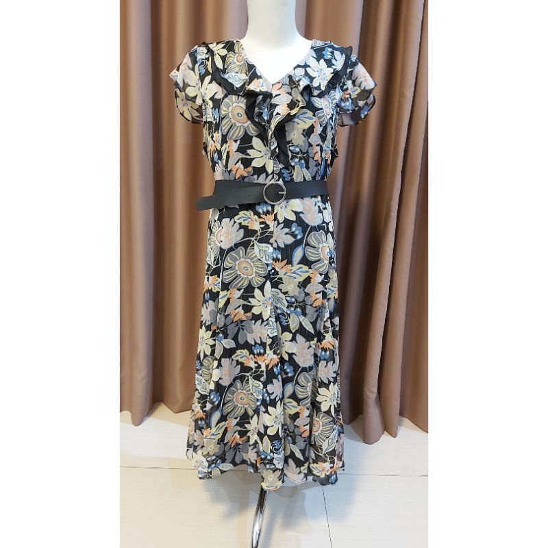 PL Premium Dress Vintage Sifon Bunga