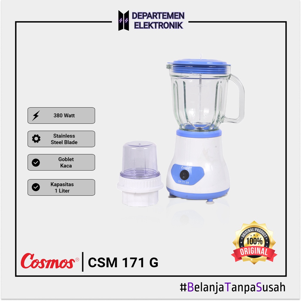 Cosmos CB 171 G Blender Gelas Kaca 1 Liter 380 Watt MURAH BANGET / GARANSI RESMI