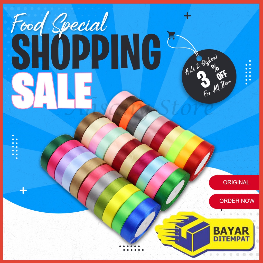 

Pita Satin Kain Kado Roll Aneka Ukuran Warna
