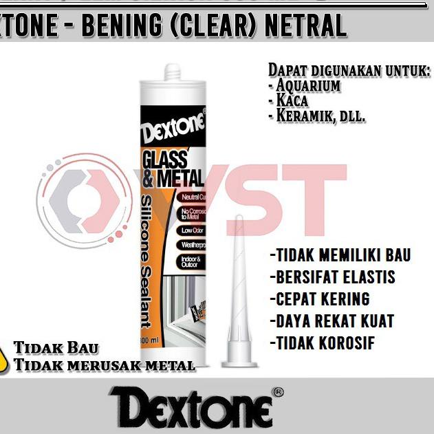 

DEXTONE LEM SILIKON BENING CLEAR (TANPA BAU) / Lem Kaca / Sealant / Lem Aquarium ✔