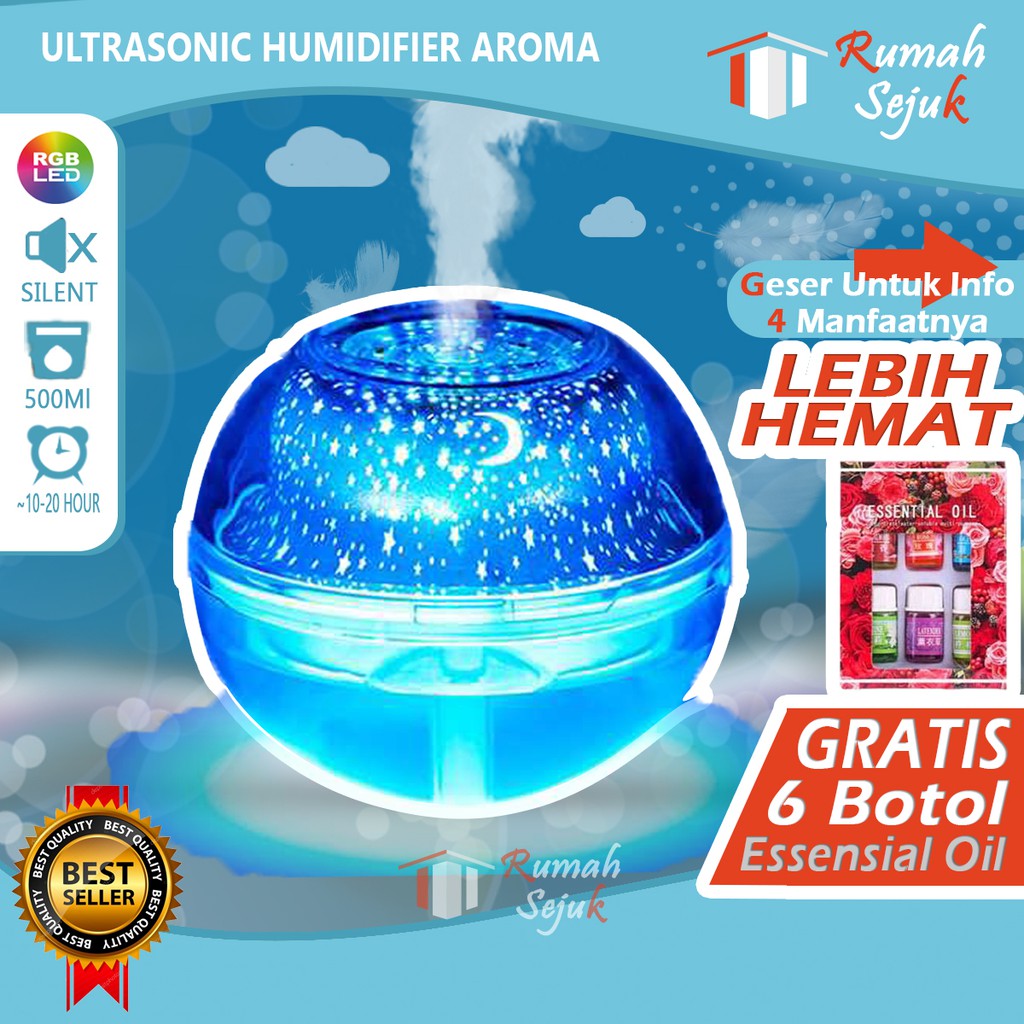 RS - Air Humidifier Diffuser Aromaterapi Alat Pengharum Ruangan Difuser Disfuser Unik Lucu RS-H33 Humdifier Purifier Difusser Defuser Humidifer Humadifier Humudifier Dispuser Humifider Portable Mobil Car Uap Hiasan Kamar Lampu LED Free Gratis Oil