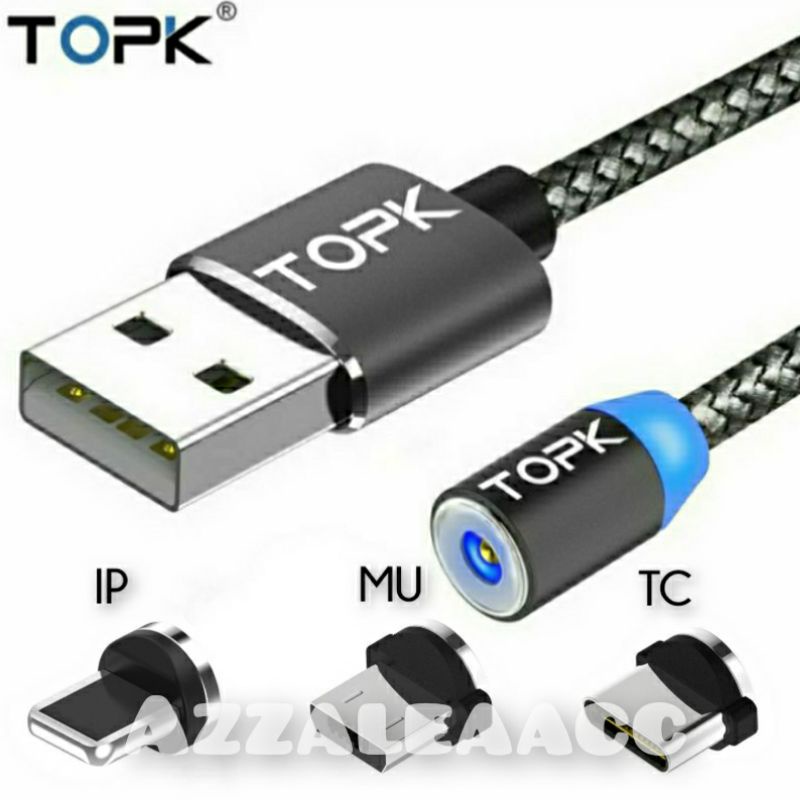 TOPK Magnetic Charger Cable Micro Usb/Type-C/Iphone - Kabel Charger Magnetic Fast Charging 5V/2.4A Max