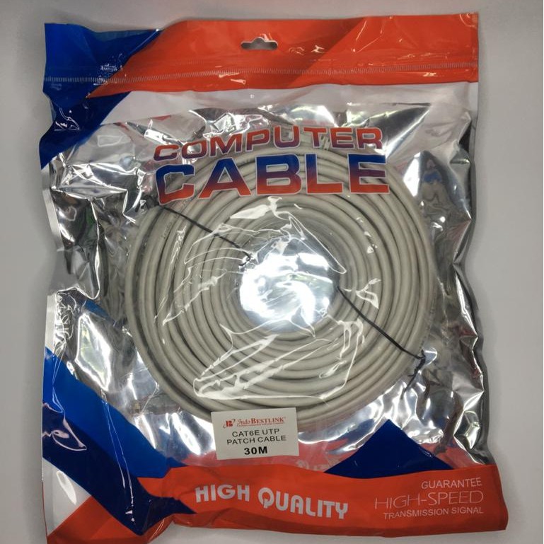 30m Kabel LAN Cat6 Good Quality / Patchcord Cat 6 rj45 Straight Pabrikan siap pakai 30 Meter