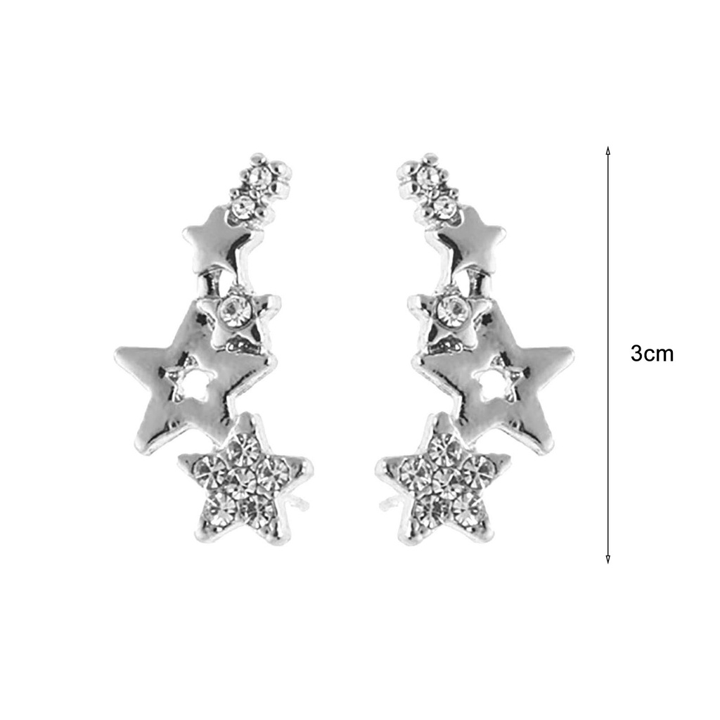 Hu Hu Hu Hu Hu Alat Bantu Pasang Kacamata♡ 1 Pasang Anting Stud Bentuk Bintang Aksen Berlian Imitasi Tahan Lama Untuk Wanita