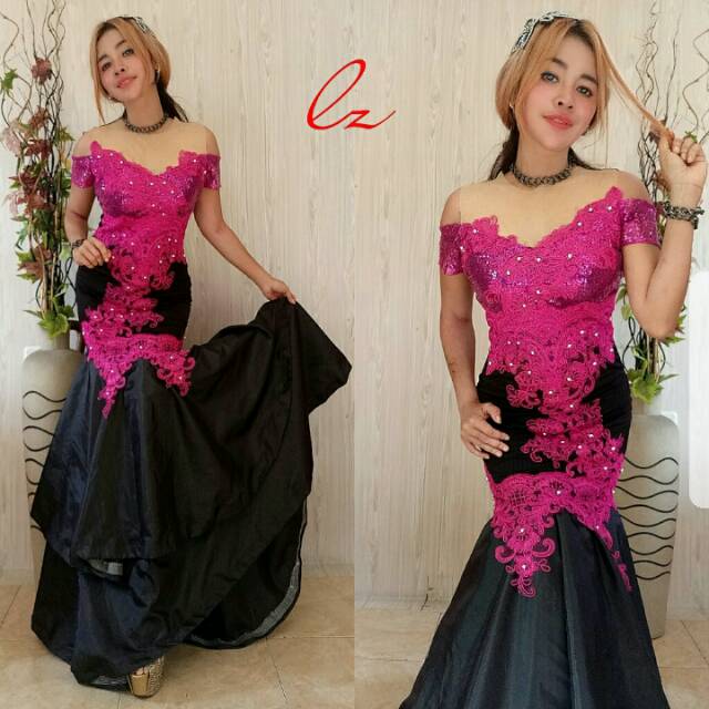 Duyung hitam pink /baju nyanyi/ singer /pesta/ party/ wisuda