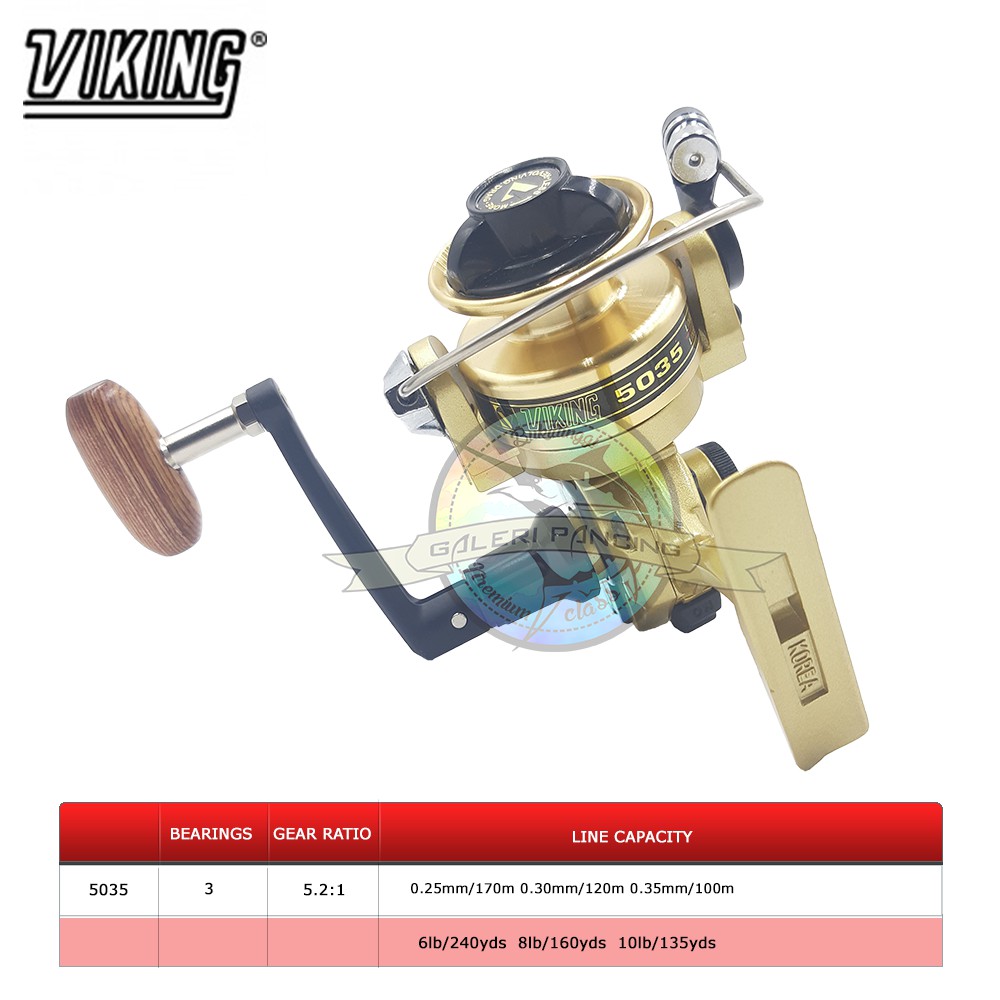 Reel Pancing Viking 5035 Wood Knob 3 Ball Bearing - Screw In Power Handle