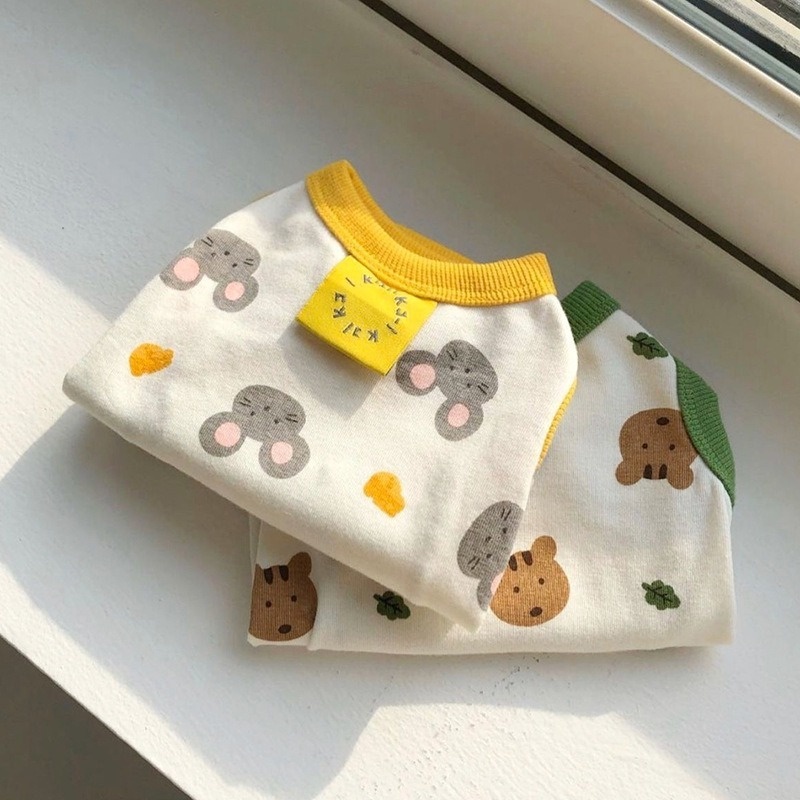 Yufei Rompi Anjing Motif Print Kartun Bulldog Untuk Musim Panas