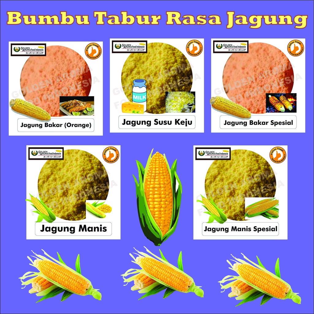 

Jual Bumbu Tabur Bubuk Tabur Seasoning Powder Aneka Rasa Jagung 100 gr, Halal, Manis, Gurih, Laris