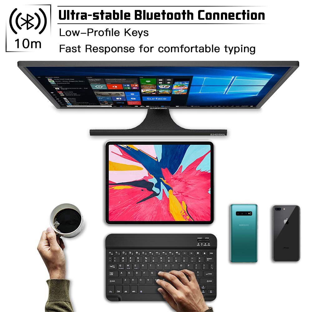 Bluetooth Keyboard Tablet - Smartphone & iOS Android Windows PC -Promo