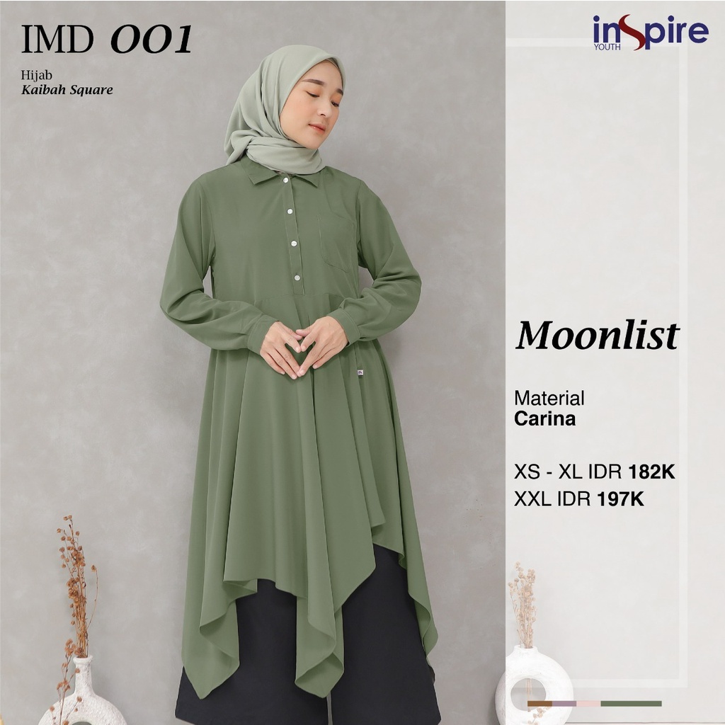 Inspire IMD 001 Midi Dress Terbaru Bahan Carina Motif Polos Simple Terbaru