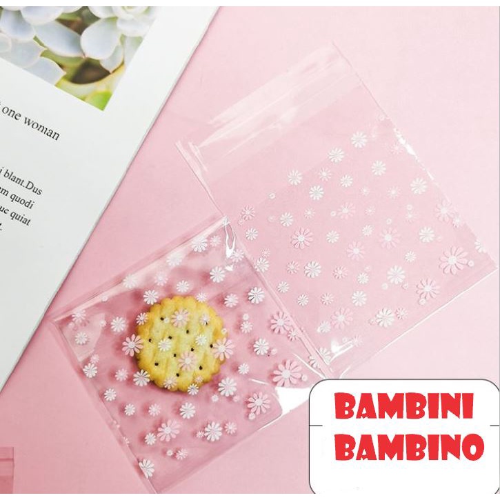 

100 pcs Plastik Cookies Permen Kue Fancy Coklat 7x7 Sweet Daisy