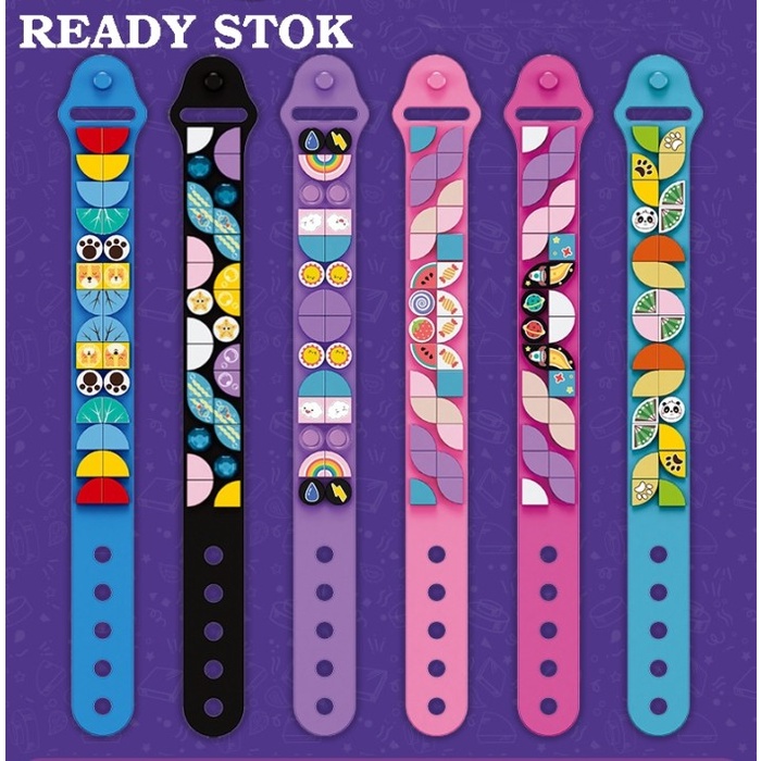 Langit ( Ungu) - Gelang Lego Mainan Gelang Anak Diy Balok Dots Bracelet Brick Wristband Creative Puz